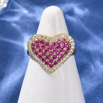 Brass Micro Pave Cubic Zirconia Cuff Open Rings RJEW-F204-07B-G-1