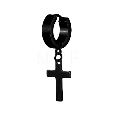 201 Stainless Steel Dangle Hoop Earrings PW-WG13804-02-1