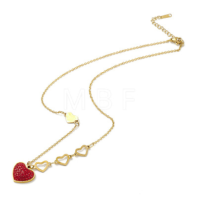 Rhinestone Heart Pendant Necklace NJEW-M199-03G-1