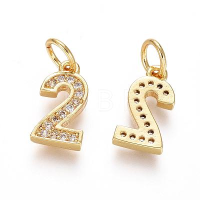 Brass Micro Pave Clear Cubic Zirconia Charms ZIRC-L092-02-G-1