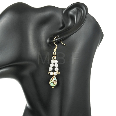 Paua Shell Dangle Earrings EJEW-JE07179-1