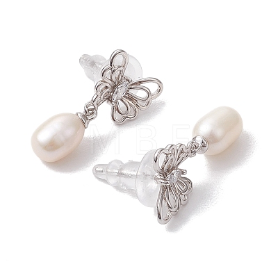 Natural Pearl Ear Studs EJEW-P286-07P-1