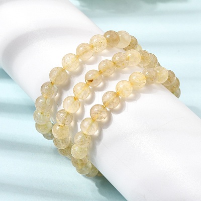 Natural Gold Rutilated Quartz(Dyed & Heated) Round Beaded Stretch Bracelets for Women GG-CBA3F02-05-1
