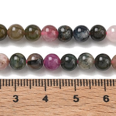 Natural Tourmaline Beads Strands G-R446-6mm-03-1