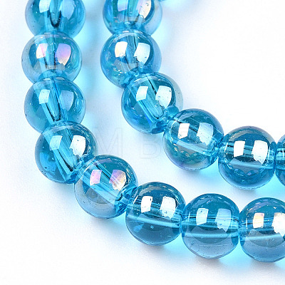 Electroplate Transparent Glass Beads Strands GLAA-T032-T6mm-AB06-1