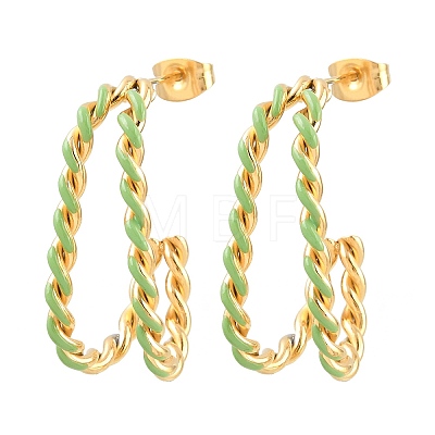 Twist 304 Stainless Steel Enamel Stud Earrings SA-CBA065A-01G-01-1