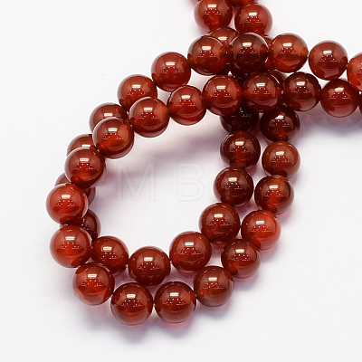 Round Dyed Natural Carnelian Beads Strands G-S125-8mm-1