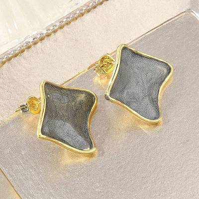 Brass Enamel Stud Earrings for Women KK-CBA760A-07G-02-1