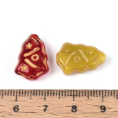 Christmas Baking Paint and Golden Metal Enlaced Glass Beads DGLA-T004-36M-1