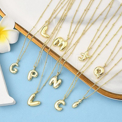 1Pc Initial Letter Brass Pendant Necklaces NJEW-YW0001-24Q-1