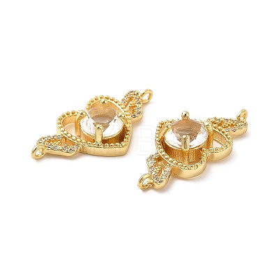 Rack Plating Brass Micro Pave Clear Cubic Zirconia Connector Charms KK-D087-05G-1