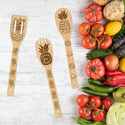 6Pcs Bamboo Spoons & Knifes & Forks AJEW-WH0411-002-1