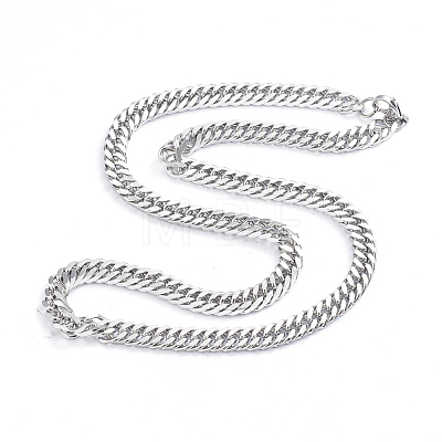 Non-Tarnish Men's 304 Stainless Steel Diamond Cut Cuban Link Chain Necklaces X-NJEW-L173-002B-P-1