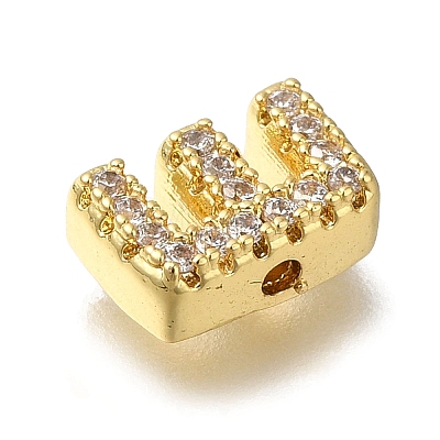 Rack Plating Brass Micro Pave Clear Cubic Zirconia Beads KK-G500-30G-E-1