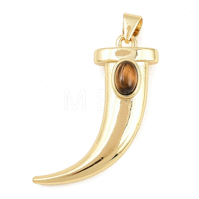 Natural Tiger Eye Pendants KK-C170-27G-02-1