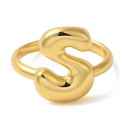 Initials Brass Open Cuff Ring for Women RJEW-N046-02S-G-1