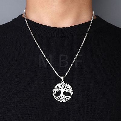 201 Stainless Steel Pendant Necklaces for Man NJEW-Q336-04C-P-1