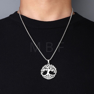 Non-Tarnish 201 Stainless Steel Pendant Necklaces for Man NJEW-Q336-04C-P-1