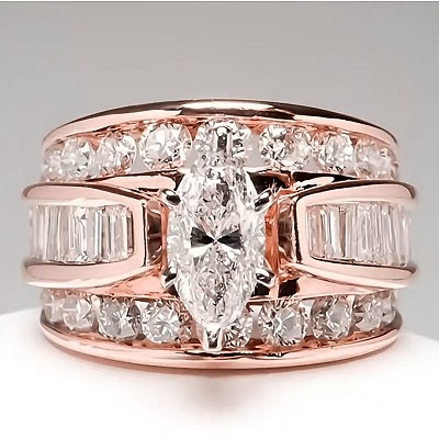 Horse Eye Alloy with Crystal Rhinestone Finger Rings FS-WG251C3-13-1