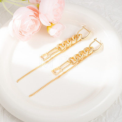 Zinc Alloy Curb Chain Hoop Earrings FS-WG7682E-01-1