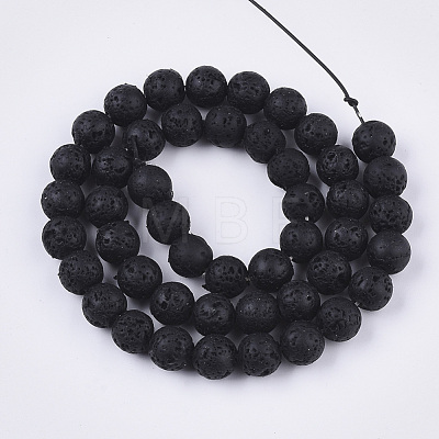 Spray Painted Natural Lava Rock Beads Strands G-N0324-B-01-1