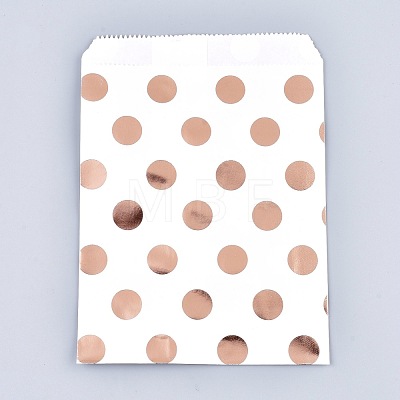 Polka Dot Pattern Eco-Friendly Kraft Paper Bags AJEW-M207-H01-01-1