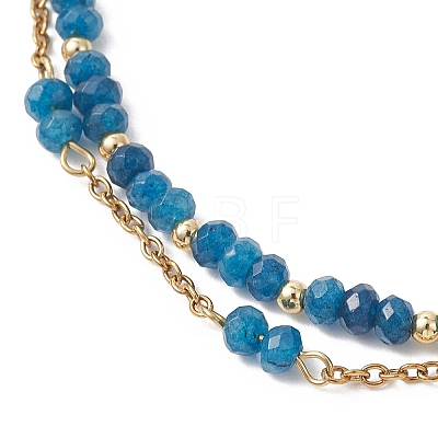 Adjustable Natural Malaysia Jade & 304 Stainless Steel Multi-strand Bracelets BJEW-JB13035-01-1