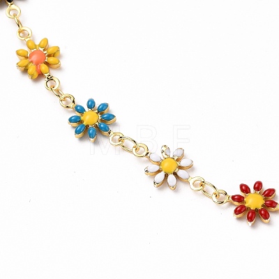 Daisy Link Chain Necklaces & Bracelets Jewelry Sets SJEW-JS01138-01-1
