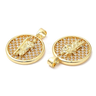 Rack Plating Brass Micro Pave Cubic Zirconia Pendants KK-A185-31G-1