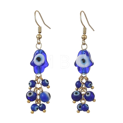 Evil Eye Handmade Lampwork Dangle Earrings EJEW-JE07416-1