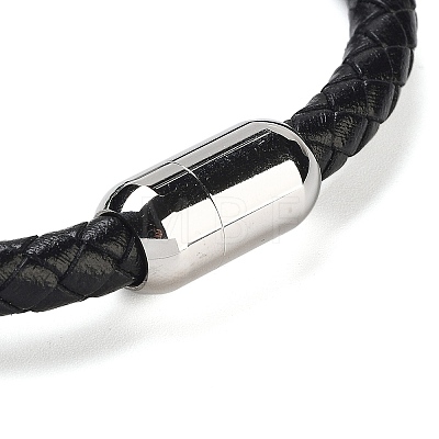Natural Fuchsite Round Bead Braided Leather Cord Bracelets for Men Women BJEW-A009-11P-01-1
