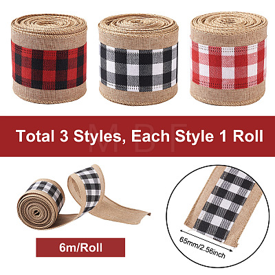 Cheriswelry 3Roll 3 Style Polyester & Hemp Ribbon OCOR-CW0001-02-1