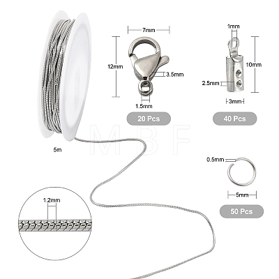 DIY Round Snake Chain Bracelet Necklace Making Kit CHS-CJ0001-32-1