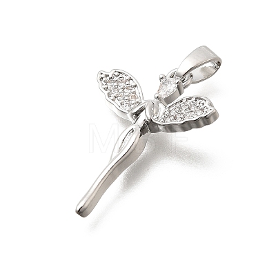 Brass Clear Cubic Zirconia Pendants KK-B187-20P-1