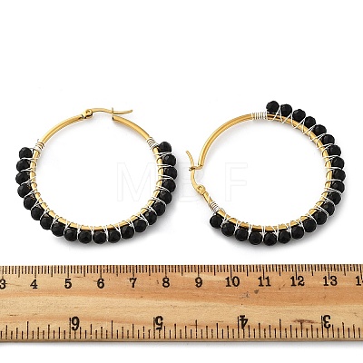 Beaded Hoop Earrings X-EJEW-JE03830-04-1