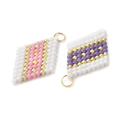 7Pcs Beaded Rhombus Charms PALLOY-MZ01277-1