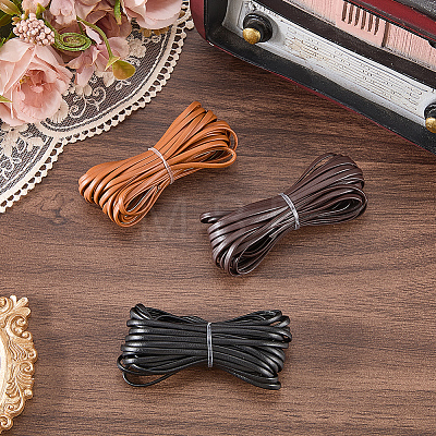 3Pcs 3 Colors Flat PU Leather Cord OCOR-CL0001-15B-1