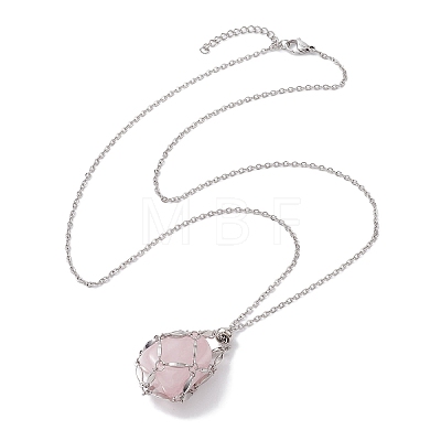 Crystal Stone Cage Pendant Necklaces NJEW-JN04755-03-1