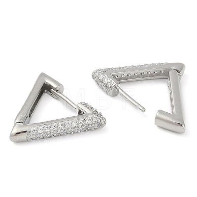 Rack Plating Triangle Brass Micro Pave Cubic Zirconia Hoop Earrings EJEW-Z059-14P-1