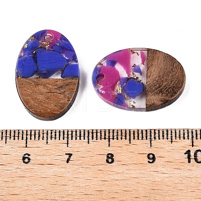 Transparent Resin and Walnut Wood Pendants RESI-T057-04G-1