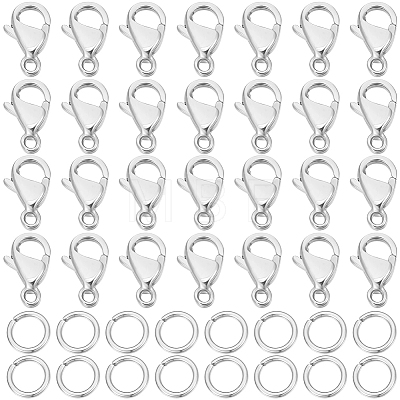 Beebeecraft 100Pcs 304 Stainless Steel Lobster Claw Clasps DIY-BBC0001-56B-1