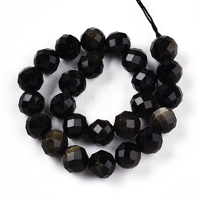 Natural Golden Sheen Obsidian Beads Strands G-S345-8mm-20-1