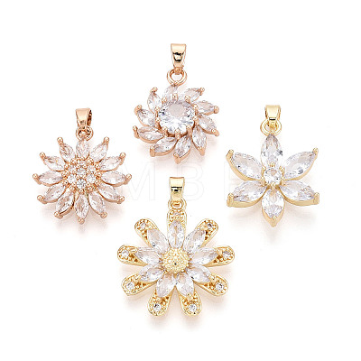 Brass with Cubic Zirconia Pendants KK-T072-50G-1