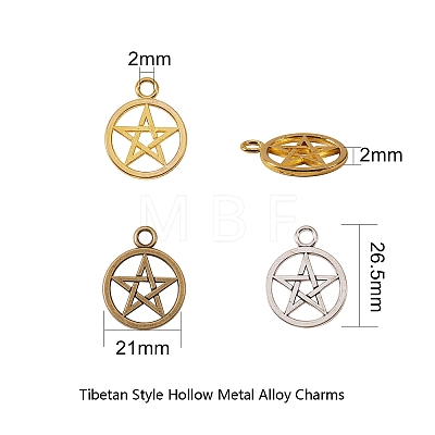 Tibetan Style Hollow Metal Alloy Pendants PALLOY-CJ0001-79-1