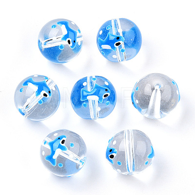 Transparent Handmade Lampwork Beads LAMP-T011-19B-1