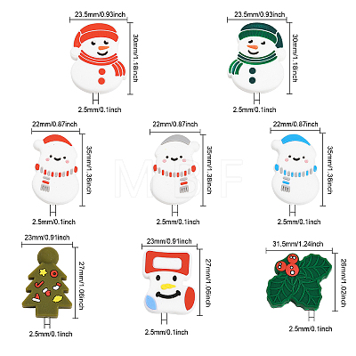 8Pcs 8 Style Christmas Theme Food Grade Eco-Friendly Silicone Beads SIL-CA0001-54-1