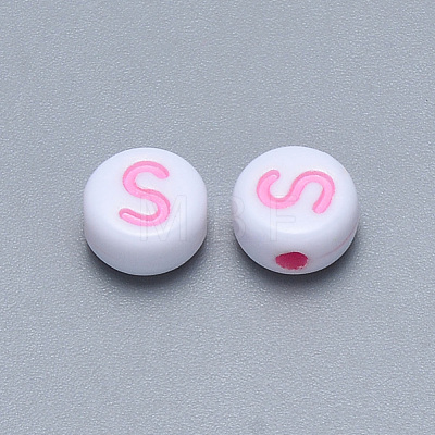 Craft Acrylic Horizontal Hole Letter Beads SACR-S201-11S-1