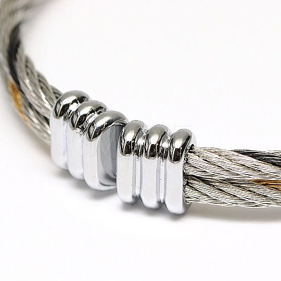Trendy Women's 304 Stainless Steel Torque Bangles BJEW-N225-47-1