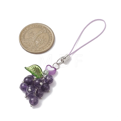 Grape Natural Amethyst Pendant Decorations HJEW-JM02161-1