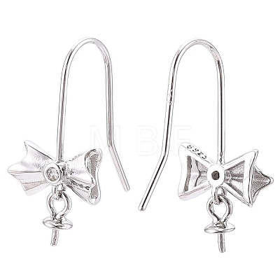 Anti-Tarnish Rhodium Plated 925 Sterling Silver Earring Hooks STER-T007-118P-1